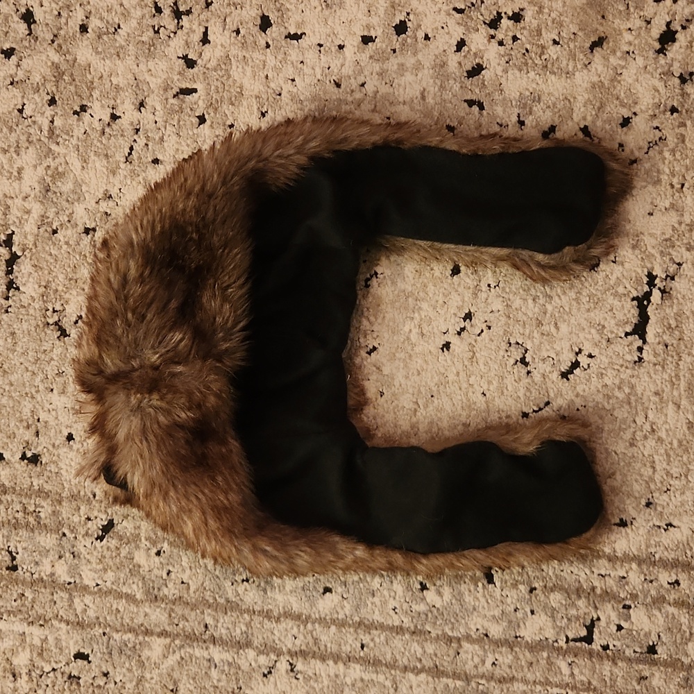 Boys trapper hat (brown and tan) sized for a toddler, faux fur